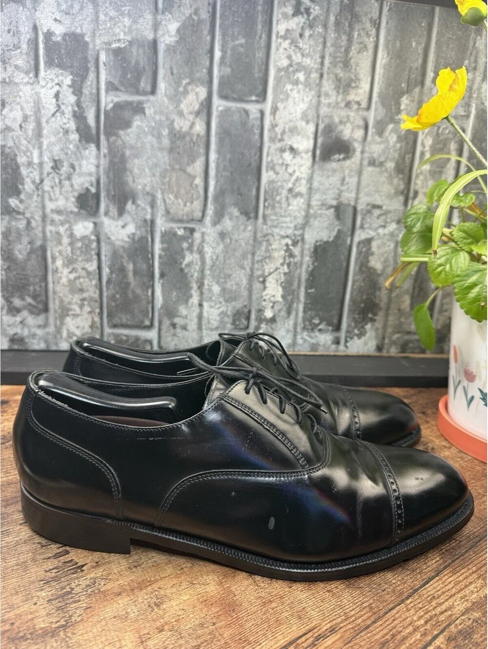 Florsheim Men’s Black Leather Lace-Up Cap Toe Oxford Dress Shoes US 11 D